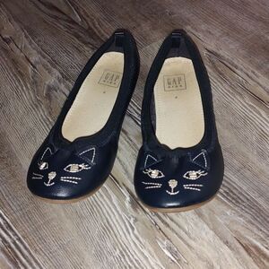 Gap Kids navy blue kitty cat  ballet flats  Sz 4